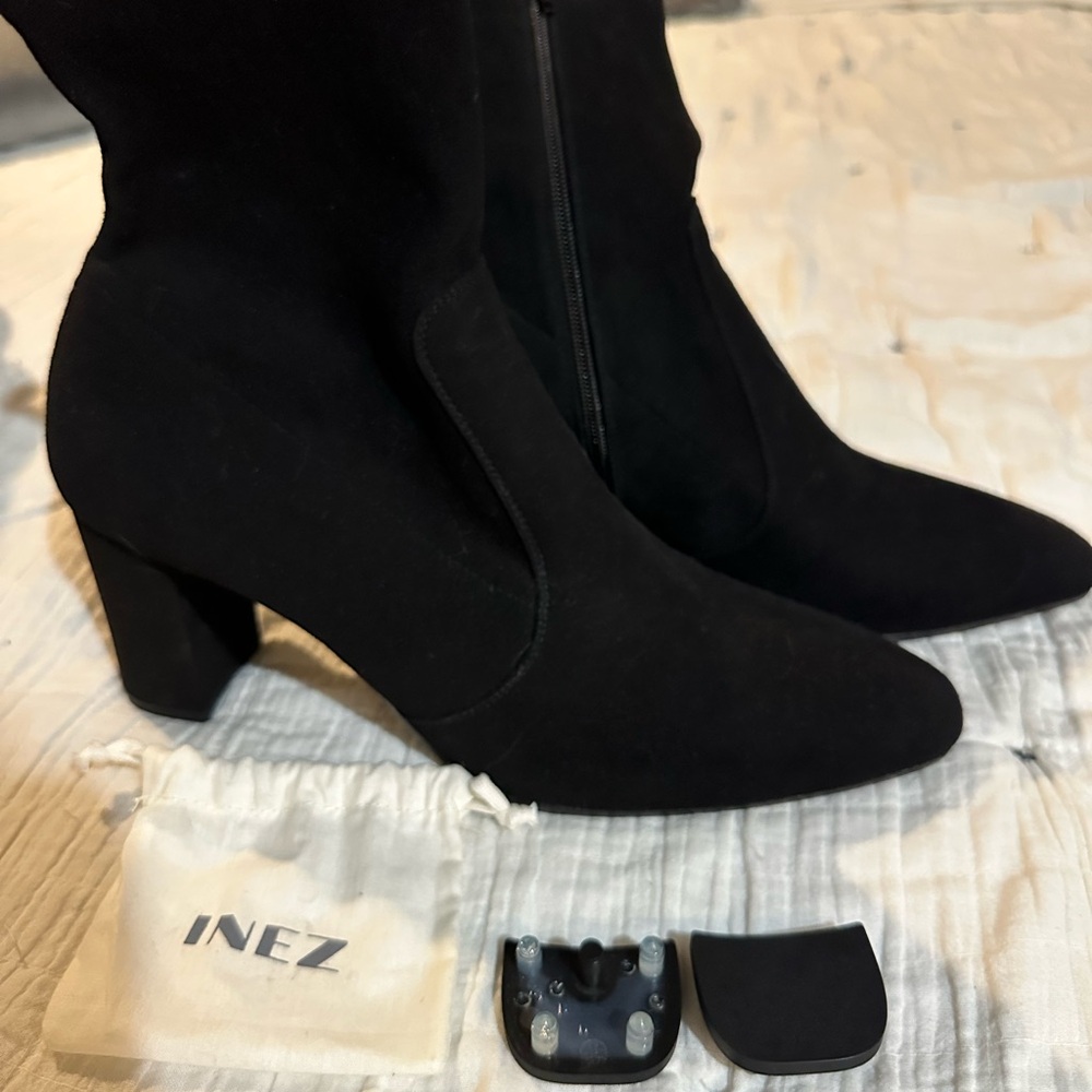 Inez Black Suede Ankle Boots for Women